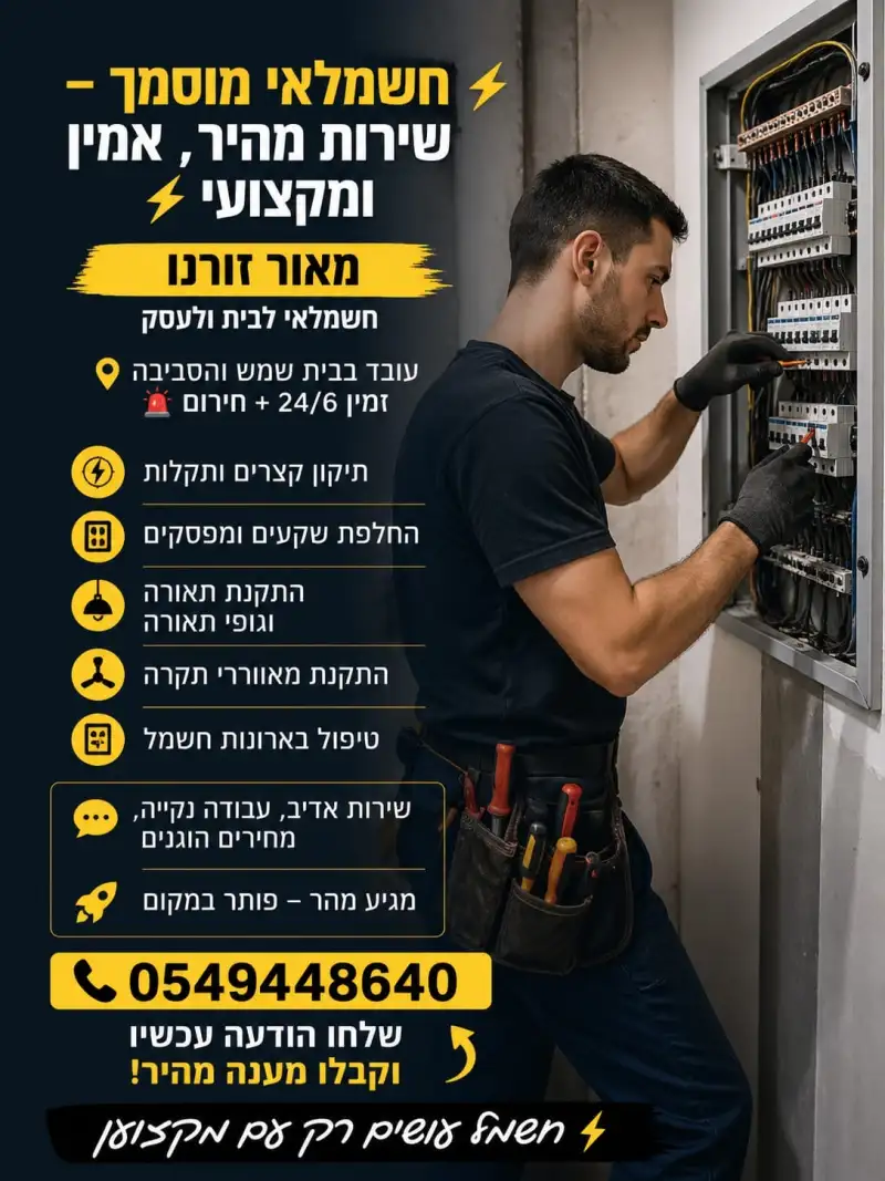 מאור גורנו חשמלאי לבית ולעסק