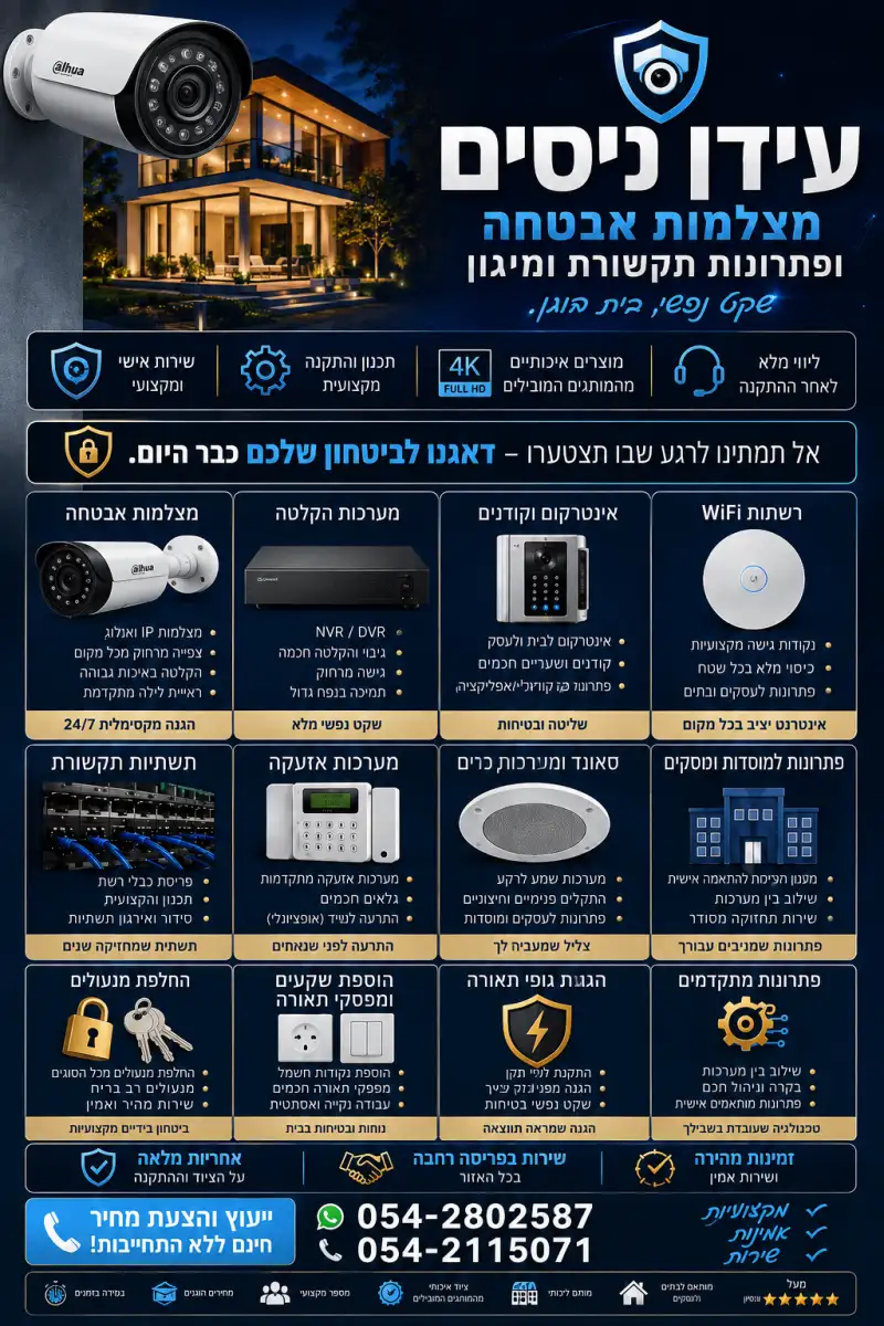 עידן מצלמות אבטחה מיגון ותקשורת